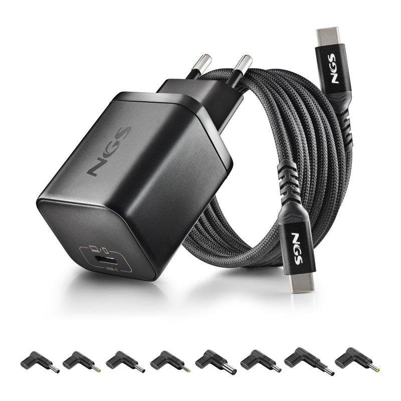 CARGADOR DE PORTATIL HP NGS BUD GAN USB-C 65W 8 CONECTORES + CABLE 1.5M USB-C BLACK
