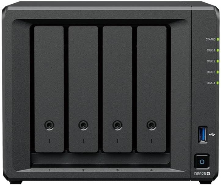 UNIDAD NAS SYNOLOGY DS925+ 4 HDD/SSD/NVME DISKSTATION CPU 2.2GHZ 4GB BLACK