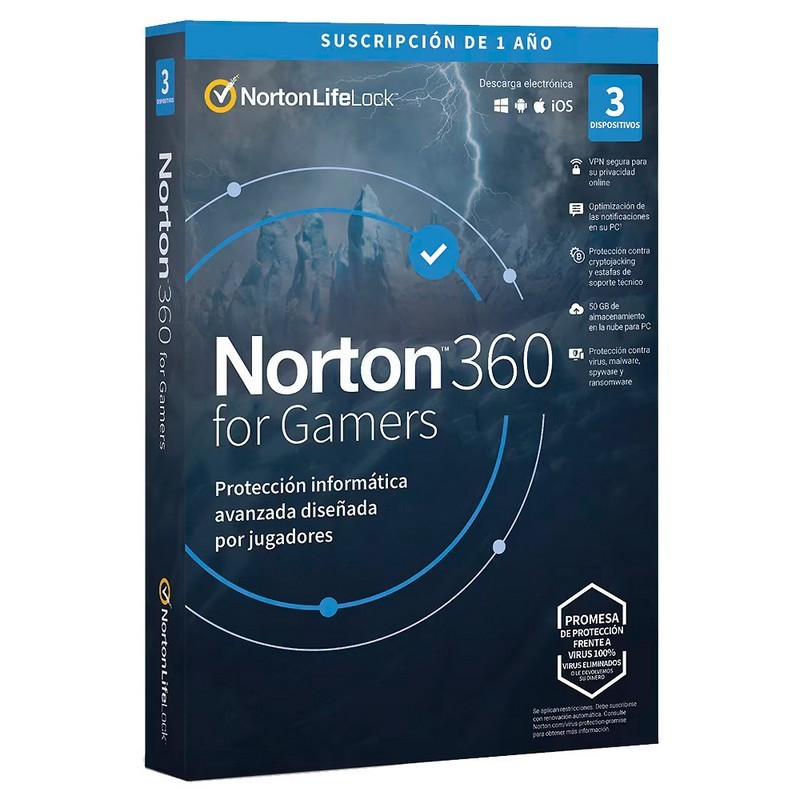NORTON 360 FOR GAMERS 50GB ES 1 USER 3 DEVICE 1 AÑO L. ELECTRONICA