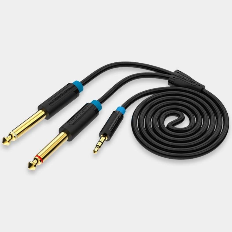 CABLE ESTEREO VENTION JACK 3.5/M - 2X JACK 6.5/M 2M BLACK