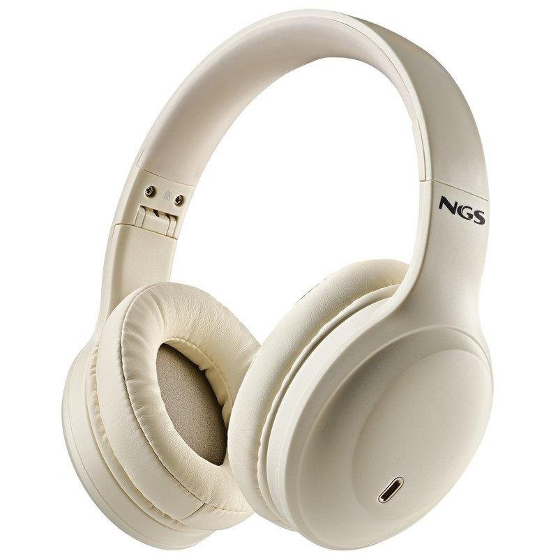 AURICULARES NGS ARTICA GLACIER WIRELESS BLUETOOTH MICROFONO DIADEMA BEIGES