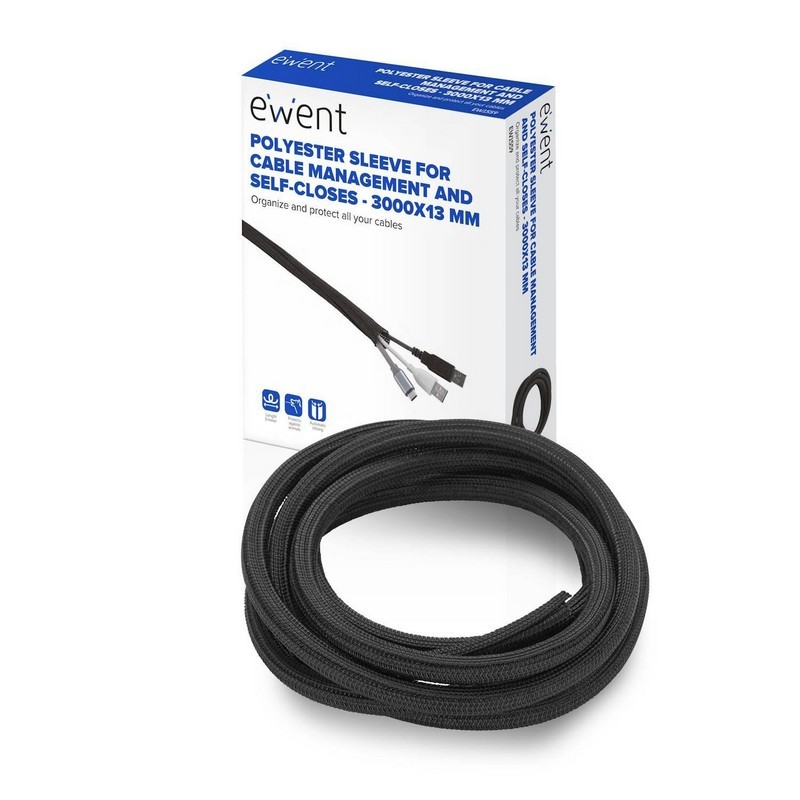 ORGANIZADOR DE CABLE EWENT 13MM 3M BLACK