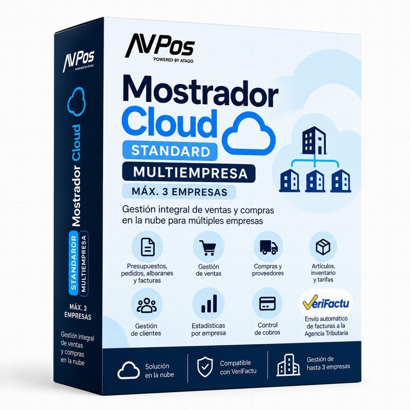 LICENCIA AVPOS MOSTRADOR CLOUD STANDARD MULTIEMPRESA ( MAX 3 EMPRESAS )