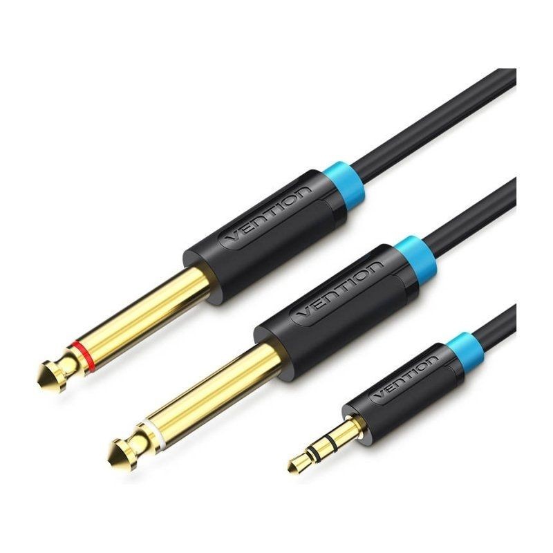 CABLE ESTEREO VENTION JACK 3.5/M - 2X JACK 6.5/M 3M BLACK
