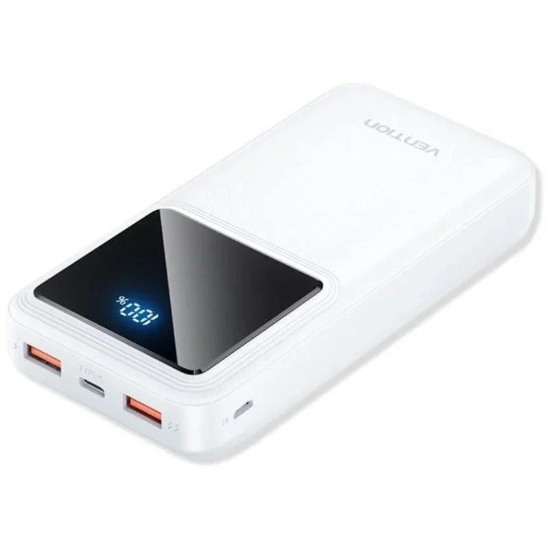 POWERBANK VENTION 20000MAH 2XUSB-A + USB-C LED DISPLAY 22.5W WHITE