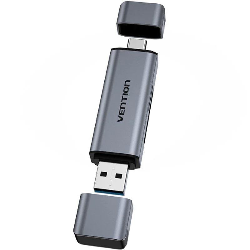 LECTOR DE TARJETAS EXTERNO VENTION USB-A 3.0/USB-C MICROSD/TF DUAL DRIVE